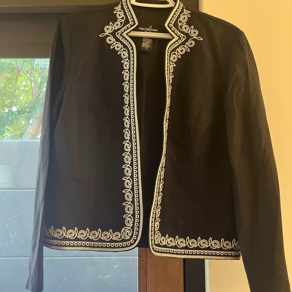 Positive Attitude Black Jacket with White Embroidery